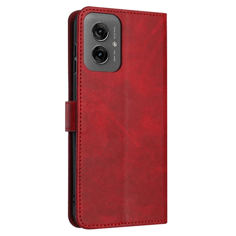 PU leather wallet case with foldable stand for Motorola Moto G55 5G - Red