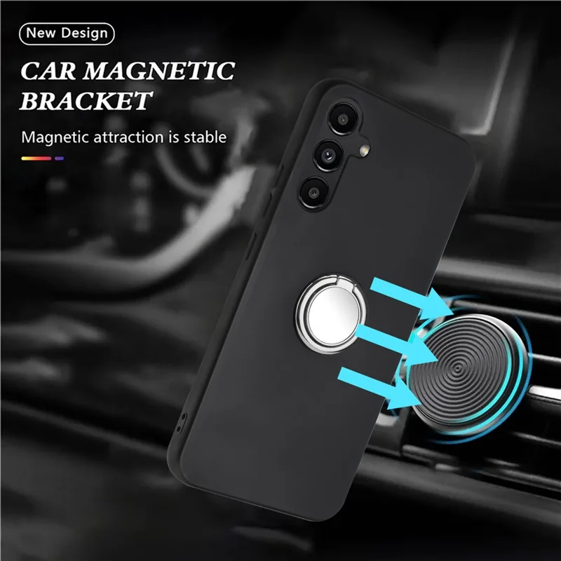 For Samsung Galaxy A37 5G / A36 5G Matte Case Ring Kickstand Soft TPU Phone Cover - Silver