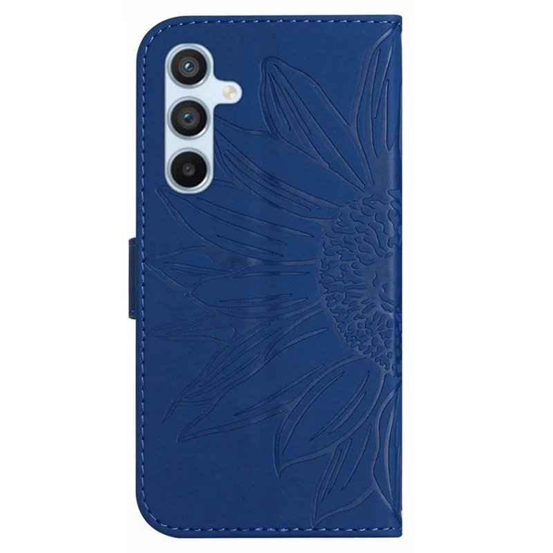 HT04 For Samsung Galaxy A37 5G / A36 5G Case Sunflower Imprint Leather Wallet Phone Cover with Wrist Strap - Sapphire