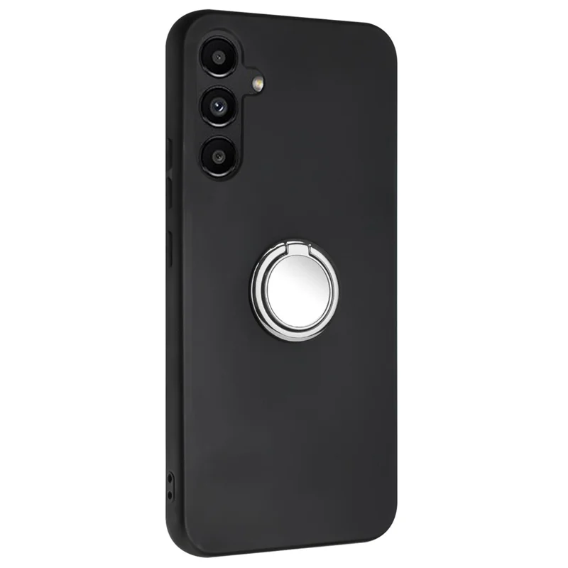 For Samsung Galaxy S25 Matte Case Ring Kickstand Soft TPU Phone Cover - Silver