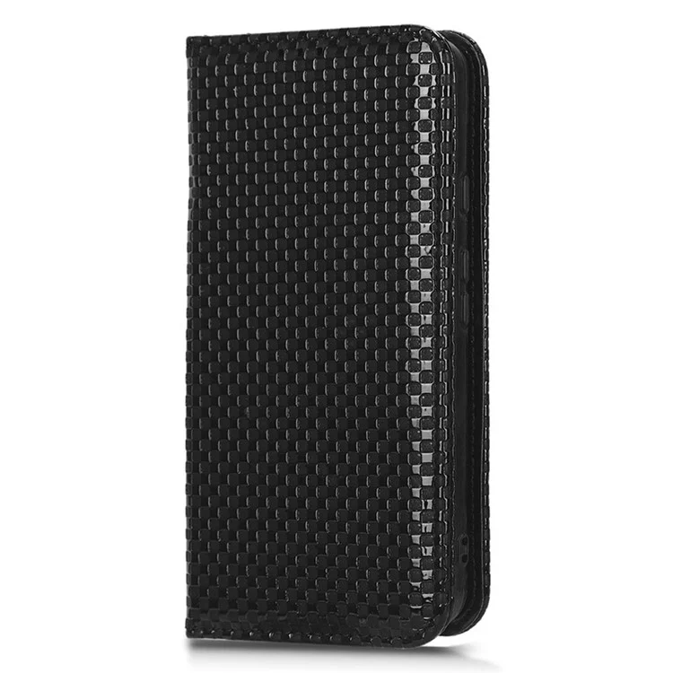 Per Google Pixel 5a 5G Grid Texture Magnetica Auto-abbodorbed Case PU Portafoglio in Pelle Follio Flip Cover - Nero