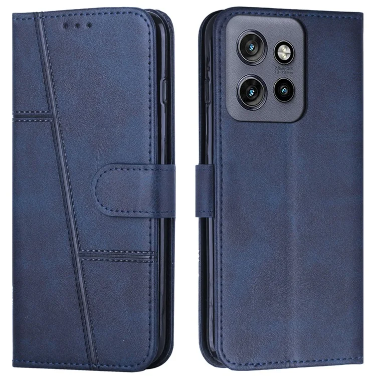 Protective leather case with flip stand for Motorola Edge 50 Neo 5G / Moto S50 5G - Sapphire