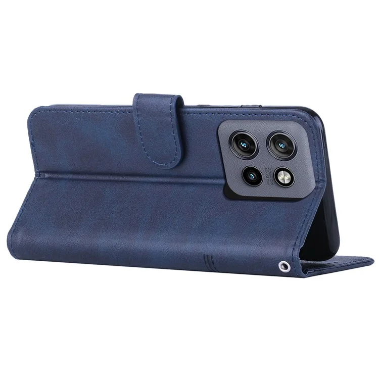 Protective leather case with flip stand for Motorola Edge 50 Neo 5G / Moto S50 5G - Sapphire