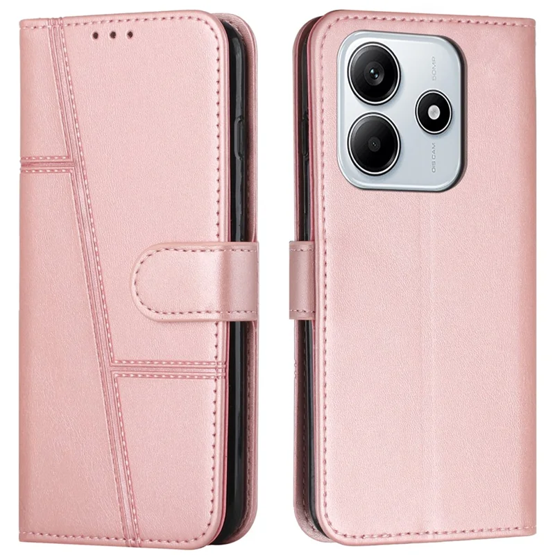 Coque pour Xiaomi Redmi Note 14 5G, étui de protection en cuir avec support - Rose gold