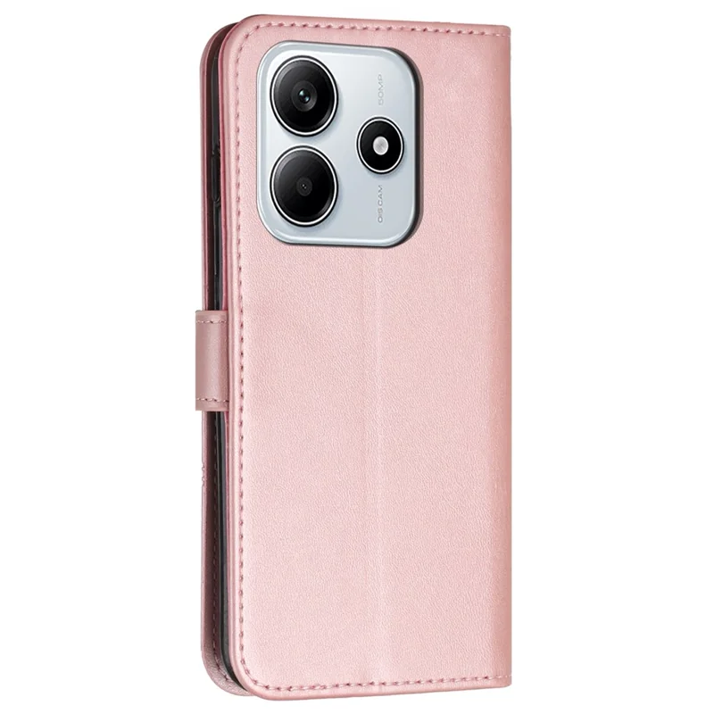 Coque pour Xiaomi Redmi Note 14 5G, étui de protection en cuir avec support - Rose gold