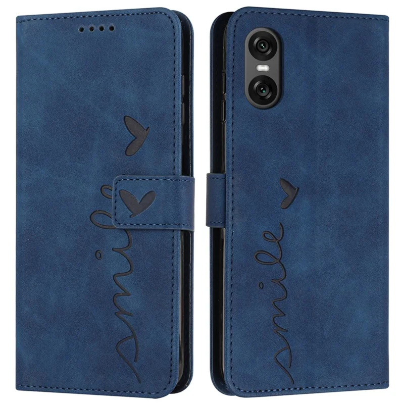 For Sony Xperia 5 VI Case Viewing Stand PU Leather Phone Cover Imprinted Pattern - Sapphire