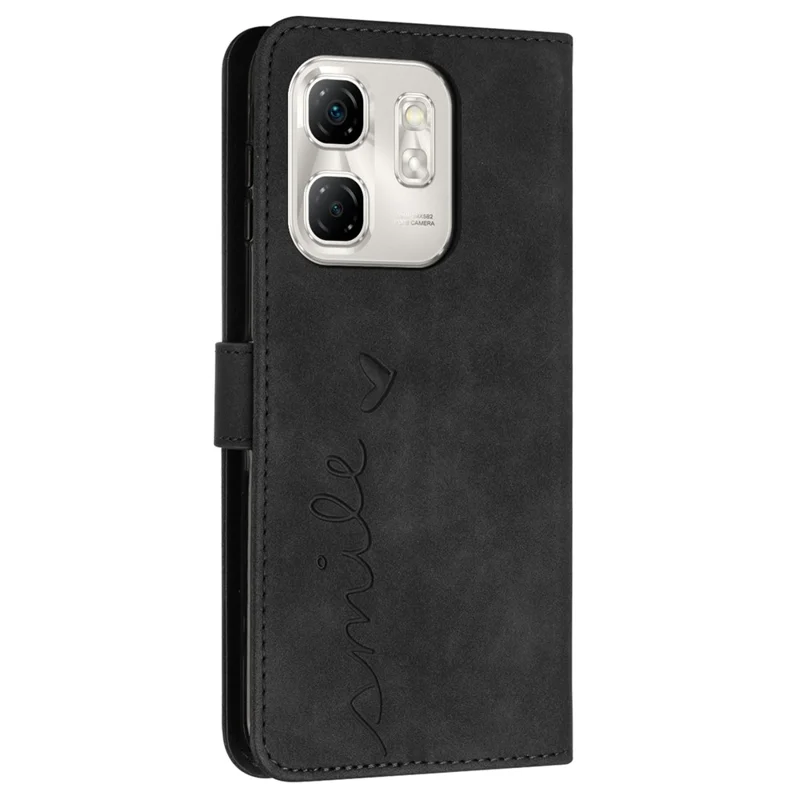 Case for Infinix Hot 50i 4G / Smart 9 4G, display stand, PU leather phone cover with printed pattern - Black