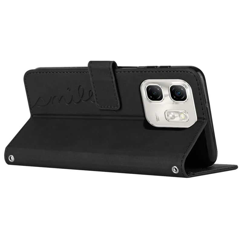 Case for Infinix Hot 50i 4G / Smart 9 4G, display stand, PU leather phone cover with printed pattern - Black