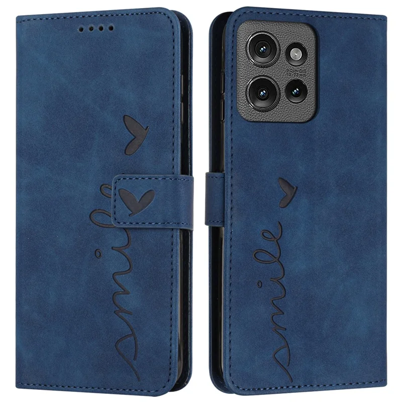 For Motorola Edge 50 5G Case Viewing Stand PU Leather Phone Cover Imprinted Pattern - Sapphire
