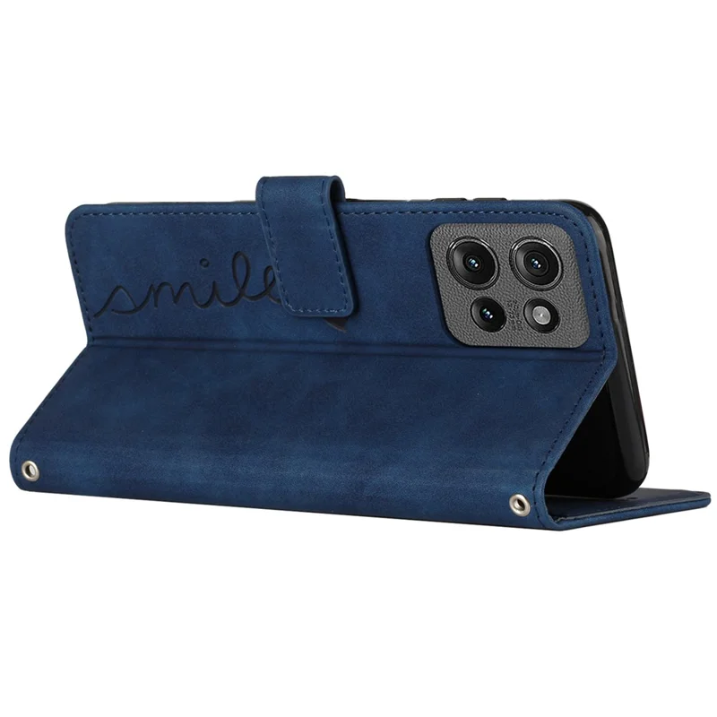 For Motorola Edge 50 5G Case Viewing Stand PU Leather Phone Cover Imprinted Pattern - Sapphire