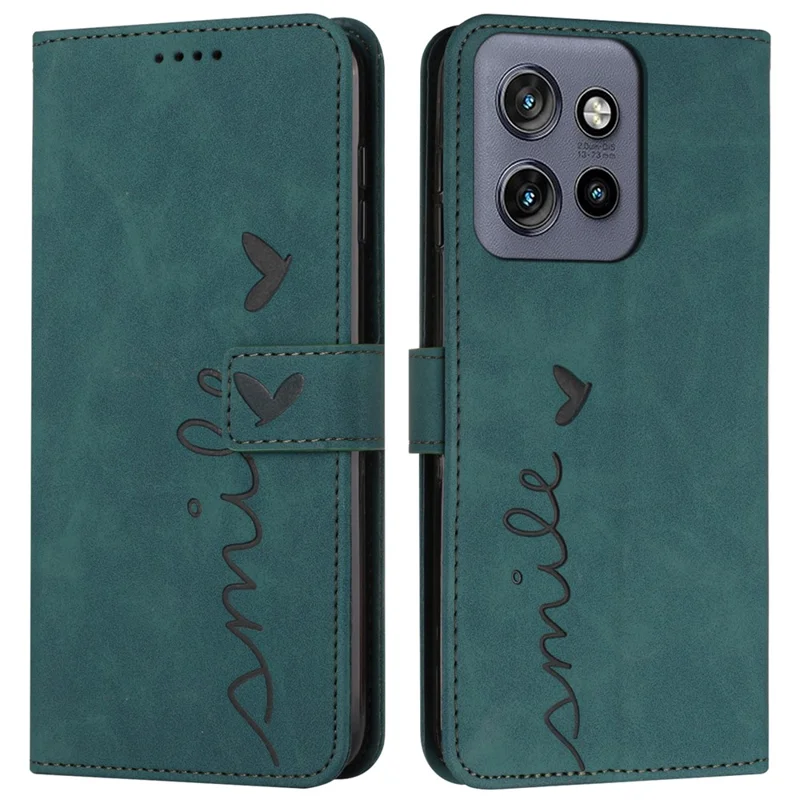 Étui pour Motorola Edge 50 Neo 5G / Moto S50 5G avec support de visualisation en cuir PU, motif imprimé - Vert