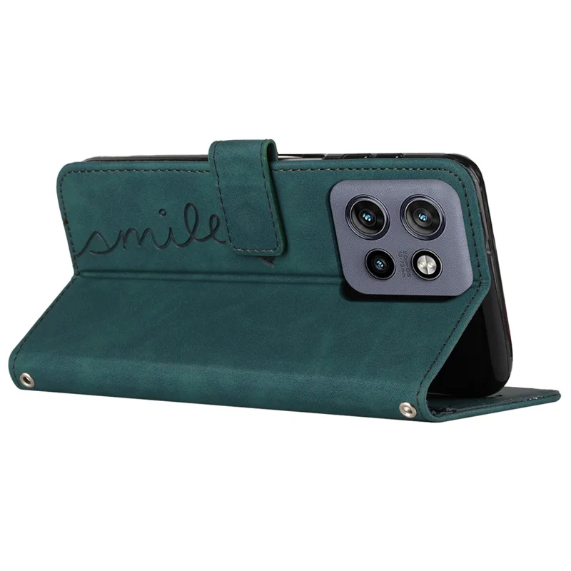 Étui pour Motorola Edge 50 Neo 5G / Moto S50 5G avec support de visualisation en cuir PU, motif imprimé - Vert