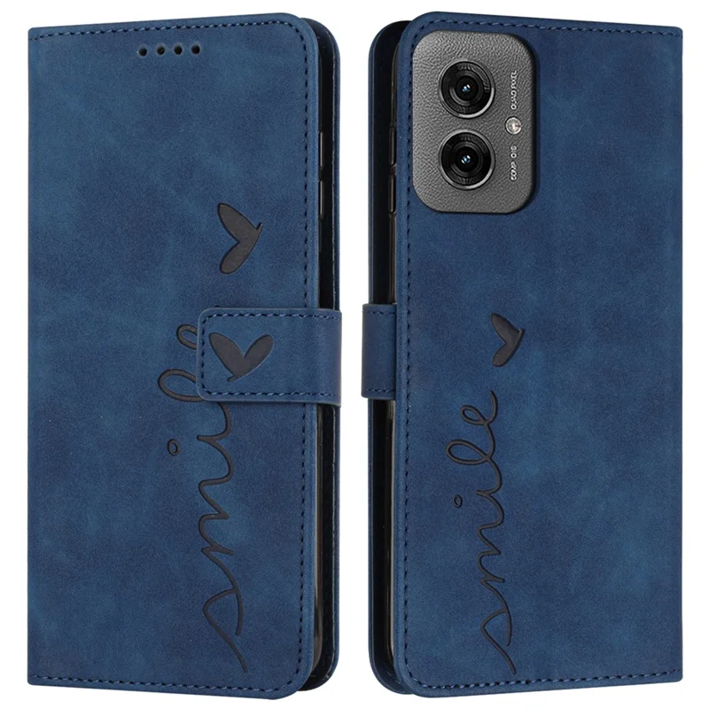 For Motorola Moto G55 5G Case Viewing Stand PU Leather Phone Cover Imprinted Pattern - Sapphire