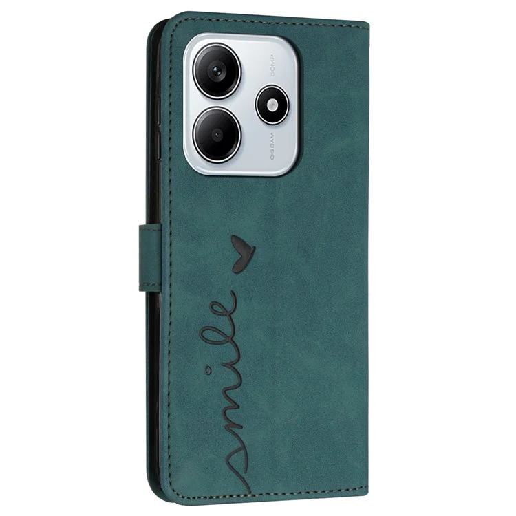 Case for Xiaomi Redmi Note 14 5G, viewing stand, PU leather phone case with embossed pattern - Green