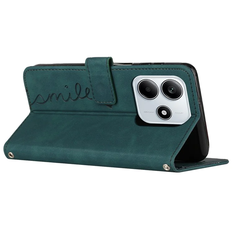 Case for Xiaomi Redmi Note 14 5G, viewing stand, PU leather phone case with embossed pattern - Green