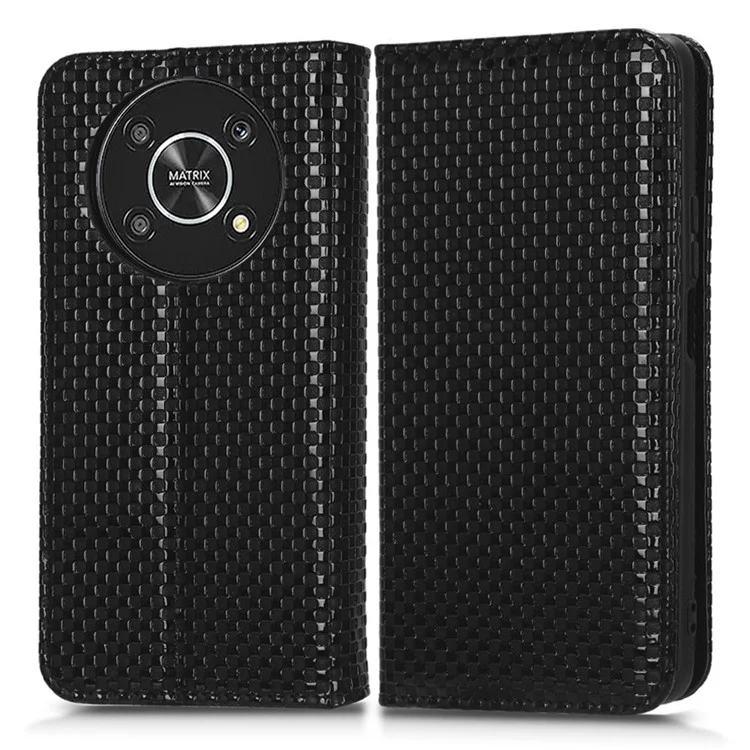 Для Чести X9 5g / X30 5G / Magic4 Lite 5g-кошелек Стенд Текстура Текстура Корпус PU - Черный