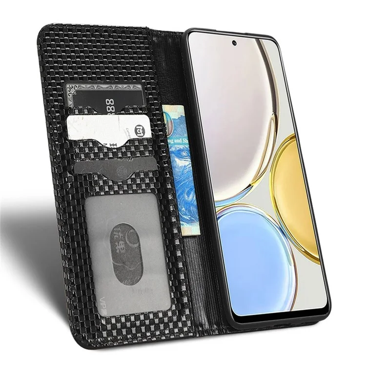 Для Чести X9 5g / X30 5G / Magic4 Lite 5g-кошелек Стенд Текстура Текстура Корпус PU - Черный