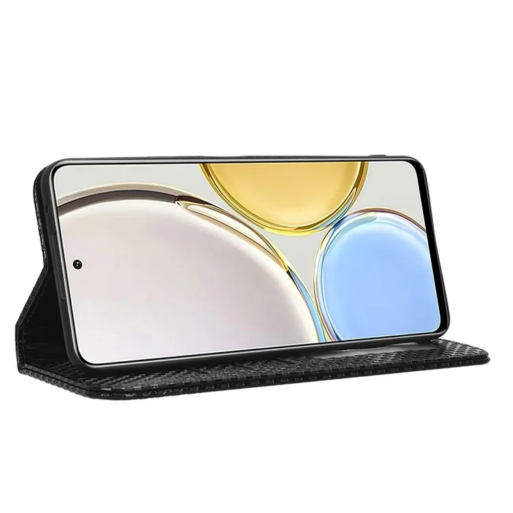 Для Чести X9 5g / X30 5G / Magic4 Lite 5g-кошелек Стенд Текстура Текстура Корпус PU - Черный