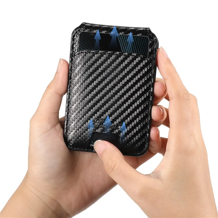 SUTENI H18 For iPhone 14 Pro Max Magnetic Case Carbon Fiber Texture Leather+TPU Cover with Detachable Card Bag