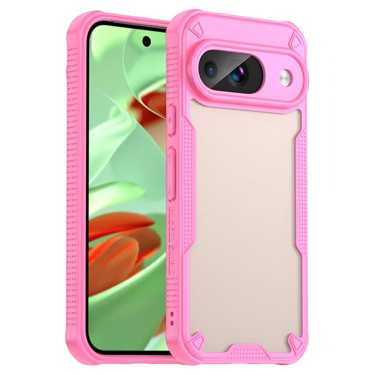 Custodia per Google Pixel 9 serie Armor, in PC+TPU, finitura semi-trasparente e opaca, cover protettiva per telefono - Rosa