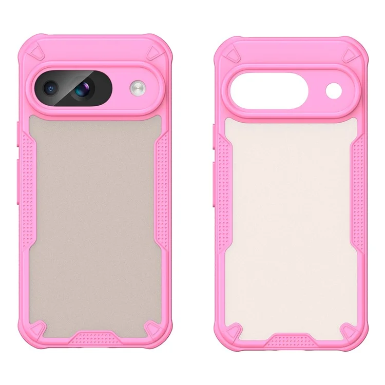 Custodia per Google Pixel 9 serie Armor, in PC+TPU, finitura semi-trasparente e opaca, cover protettiva per telefono - Rosa