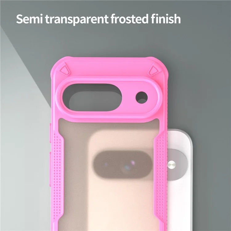 Custodia per Google Pixel 9 serie Armor, in PC+TPU, finitura semi-trasparente e opaca, cover protettiva per telefono - Rosa