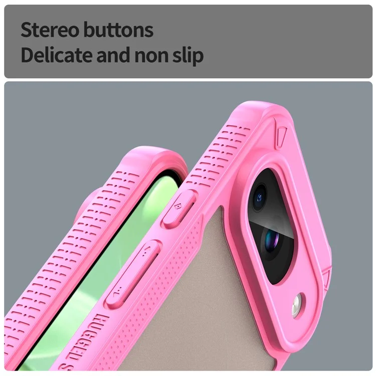 Custodia per Google Pixel 9 serie Armor, in PC+TPU, finitura semi-trasparente e opaca, cover protettiva per telefono - Rosa