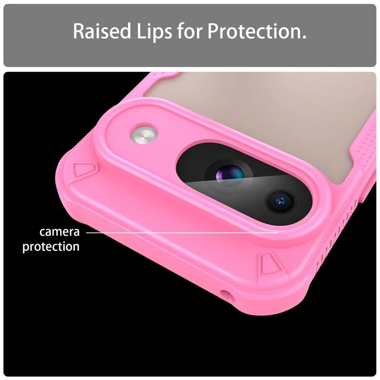 Custodia per Google Pixel 9 serie Armor, in PC+TPU, finitura semi-trasparente e opaca, cover protettiva per telefono - Rosa