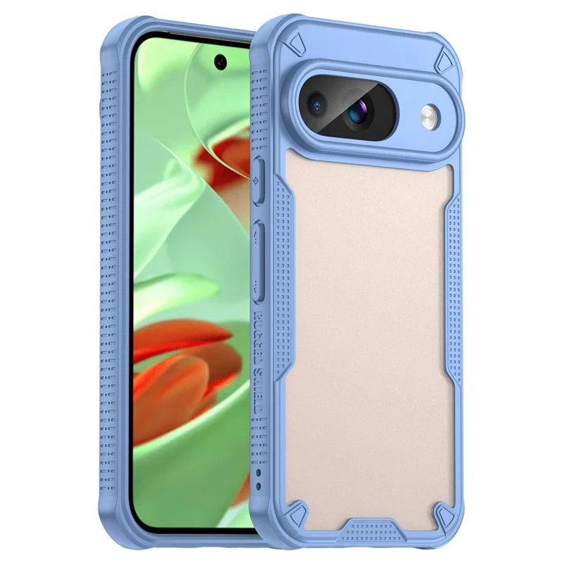 Armor Series For Google Pixel 9 Case PC+TPU Semi-Transparent Frosted Finish Protective Phone Cover - Blue