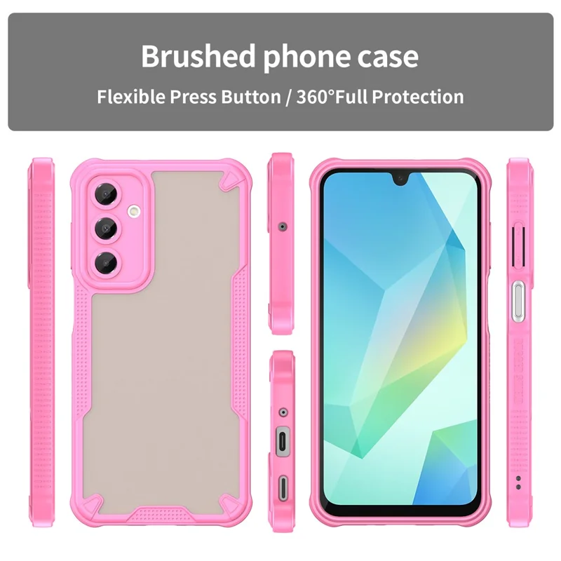 Armor Series For Samsung Galaxy A16 5G / 4G Case PC+TPU Semi-Transparent Frosted Finish Protective Phone Cover - Pink