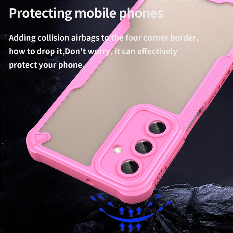 Armor Series For Samsung Galaxy A16 5G / 4G Case PC+TPU Semi-Transparent Frosted Finish Protective Phone Cover - Pink