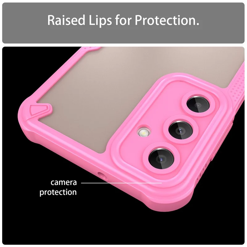 Armor Series For Samsung Galaxy A16 5G / 4G Case PC+TPU Semi-Transparent Frosted Finish Protective Phone Cover - Pink