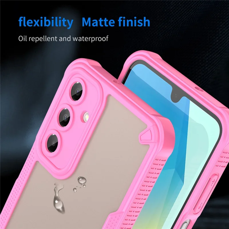 Armor Series For Samsung Galaxy A16 5G / 4G Case PC+TPU Semi-Transparent Frosted Finish Protective Phone Cover - Pink