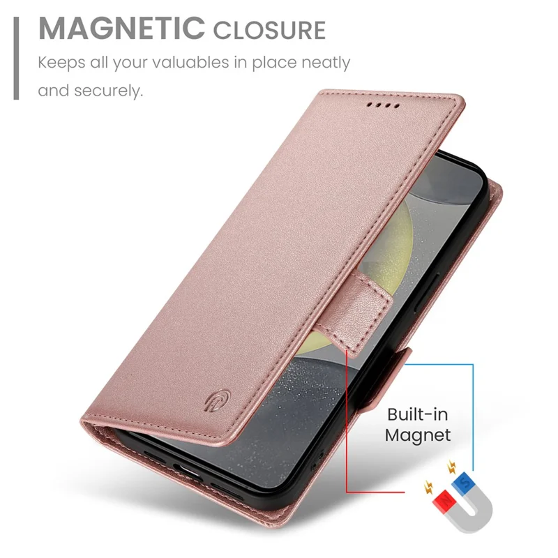 DF-010 Per Custodia Stand per Samsung Galaxy S25 in Pelle PU - Oro Rosa