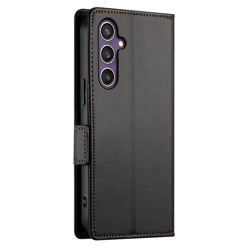 DF-010 For Samsung Galaxy S25+ Stand Case PU Leather Wallet Phone Cover - Black