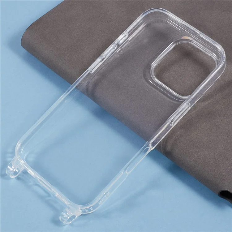 Funda para iPhone 16 Pro de TPU de 1,8 mm con tapa de teléfono transparente y agujeros para cordón