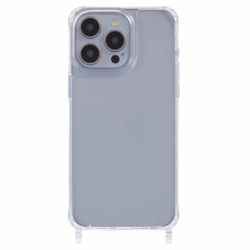 Hoesje voor iPhone 15 Pro Max PC+TPU 1,5 mm Transparant telefoonhoesje met lanyardgaten