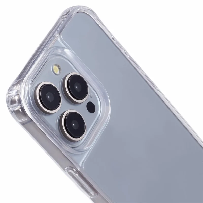 Hoesje voor iPhone 15 Pro Max PC+TPU 1,5 mm Transparant telefoonhoesje met lanyardgaten