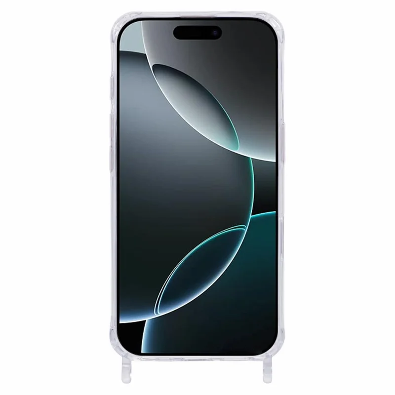 Capa para iPhone 16 Pro Max PC+TPU de 1,5 mm com cobertura de telefone transparente e orifícios para cordão