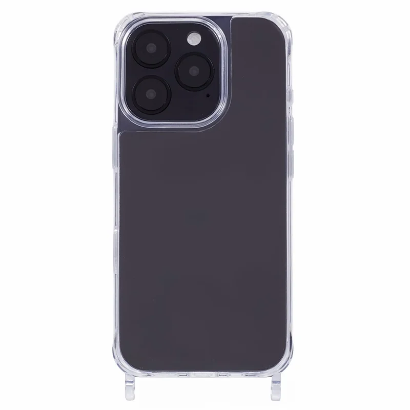 Capa para iPhone 16 Pro Max PC+TPU de 1,5 mm com cobertura de telefone transparente e orifícios para cordão