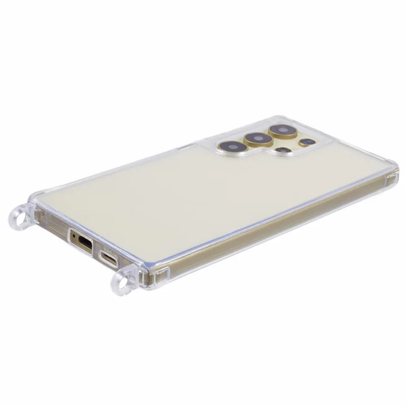 For Samsung Galaxy S23 Ultra Case PC+TPU 1.5mm Clear Phone Cover with Lanyard Holes