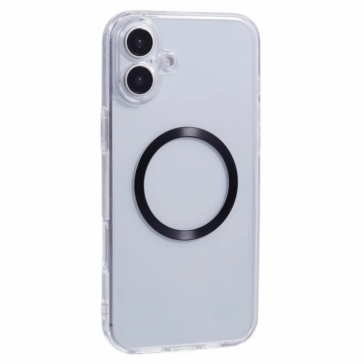 For iPhone 16 Plus Case Compatible with MagSafe CD Vein TPU+Acrylic Phone Cover - Black