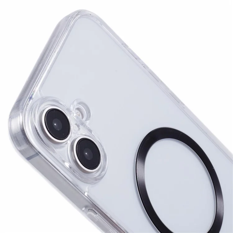 For iPhone 16 Plus Case Compatible with MagSafe CD Vein TPU+Acrylic Phone Cover - Black