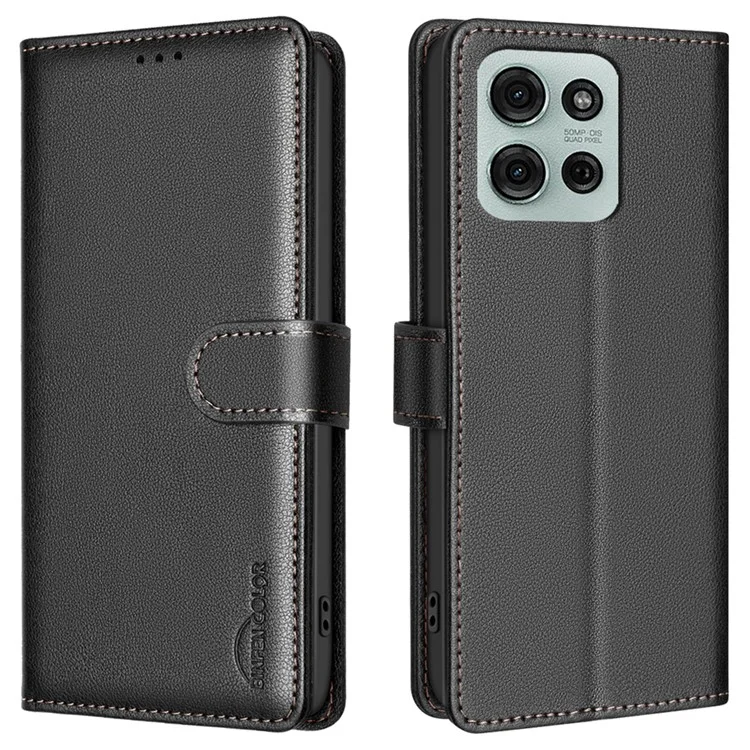 BINFEN COLOR BF32 Per Motorola Moto G75 5G Custodia in Pelle Portafoglio Blocco RFID Custodia per Telefono - Nero