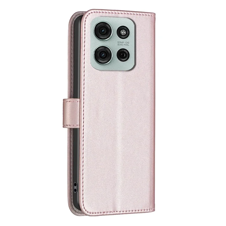 BINFEN COLOR BF17 Per Motorola Moto G75 5G Custodia Portafoglio Folio Flip in pelle - Oro rosa