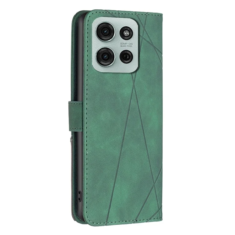 Custodia in pelle BINFEN COLOR BF05 per Motorola Moto G75 5G, con portafoglio e supporto - Verde
