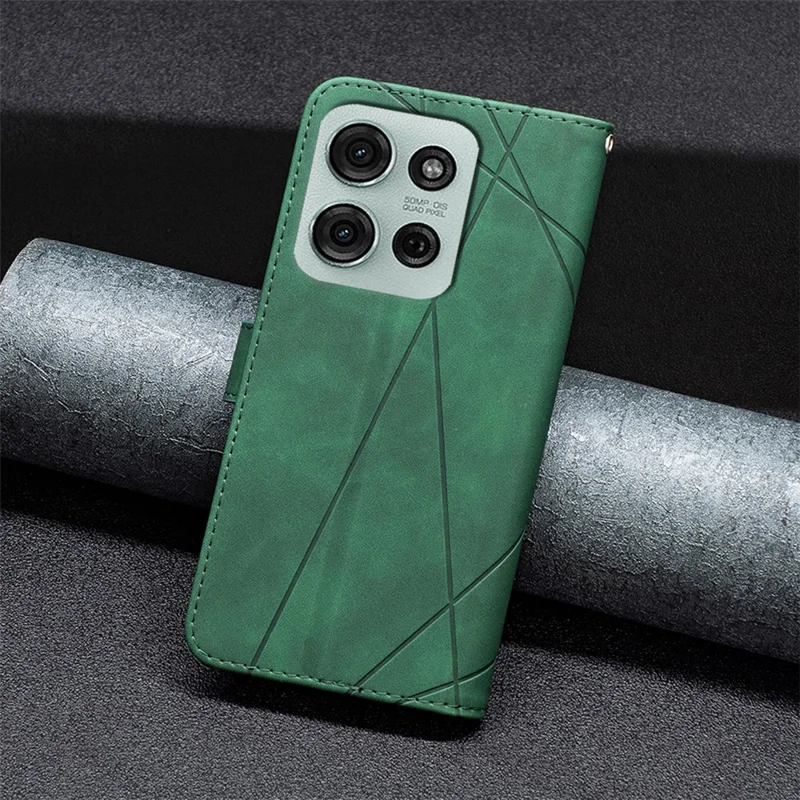 Custodia in pelle BINFEN COLOR BF05 per Motorola Moto G75 5G, con portafoglio e supporto - Verde