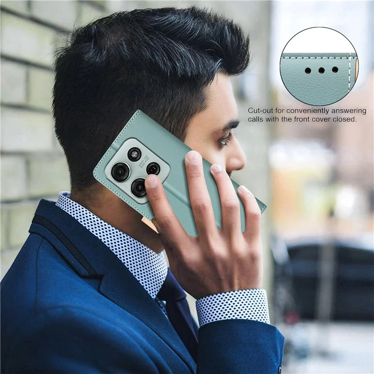 BINFEN COLOR BF33 per Motorola Moto G75 5G Custodia in pelle con colore a contrasto e blocco RFID - Verde