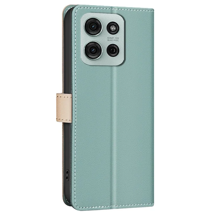 BINFEN COLOR BF33 per Motorola Moto G75 5G Custodia in pelle con colore a contrasto e blocco RFID - Verde