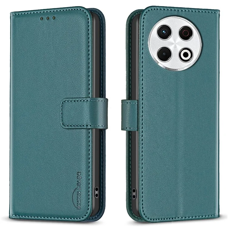 BINFEN COLOR BF17 Funda para TECNO Spark 30 Pro 4G Cartera Folio Flip Cubierta de cuero - Verde